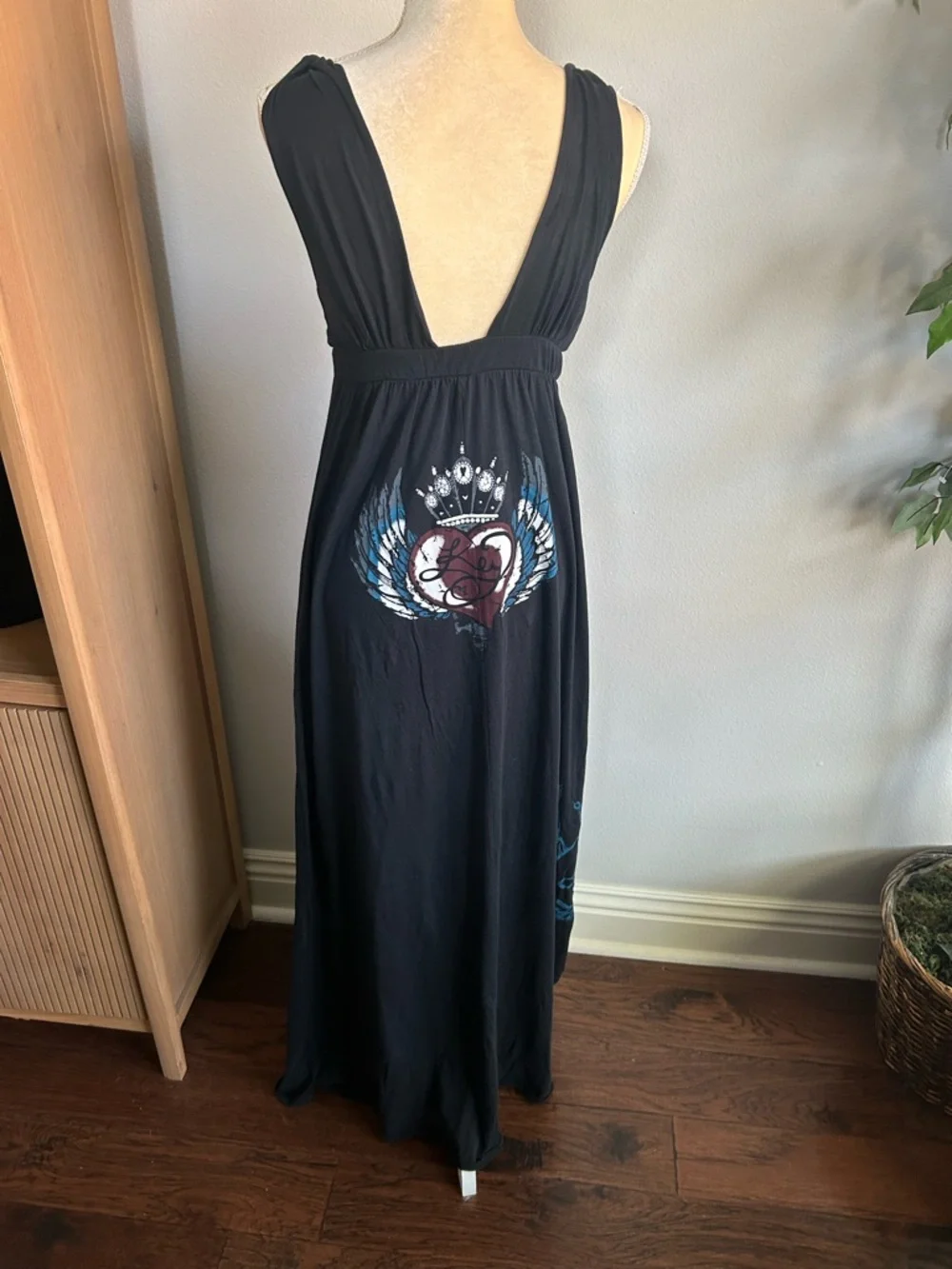 NEW Key Closet Street Wear Los Angeles Black V-Neck Maxi Dress Tiger Sz S - Picture 4 of 6